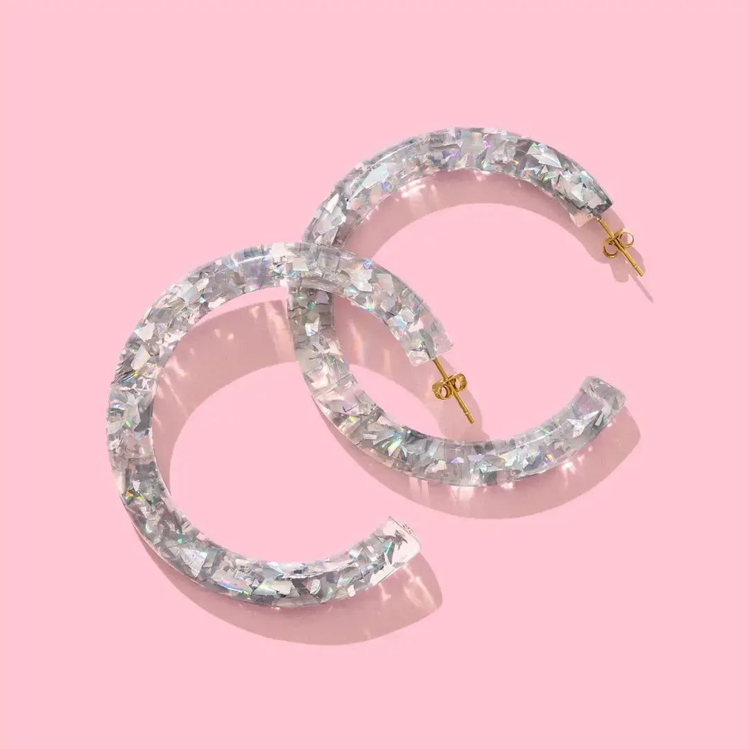 Confetti Hoop Earrings - Assorted Colors - Each: Iridescent