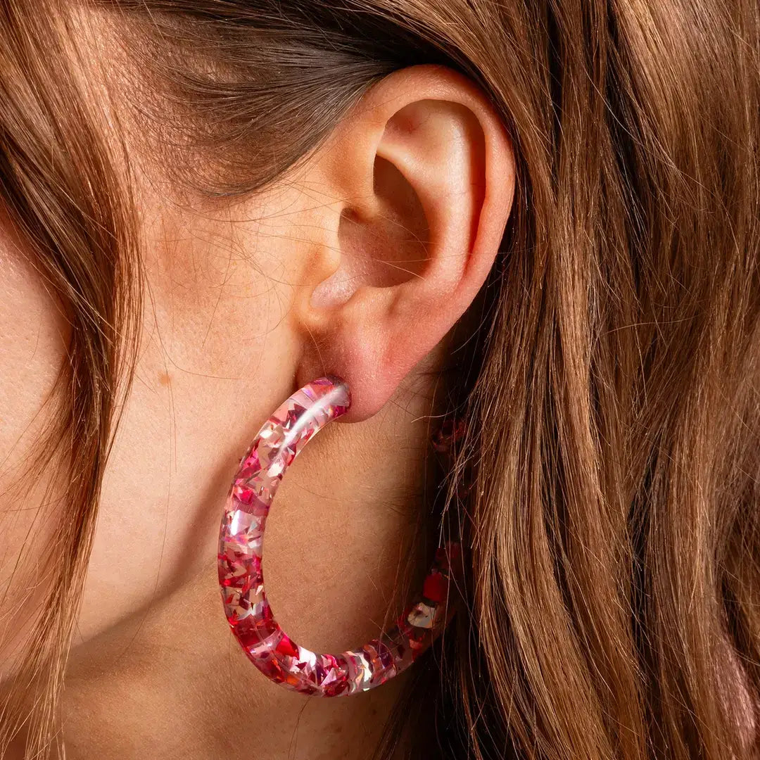 Confetti Hoop Earrings - Assorted Colors - Each: Iridescent