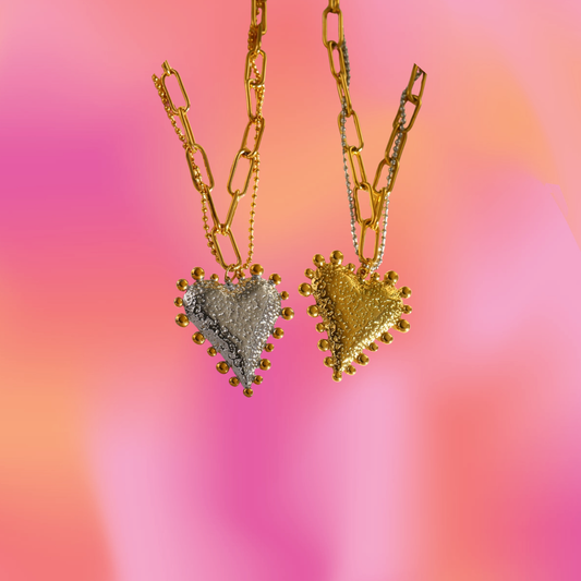 Titanium Statement Textured Heart Necklace