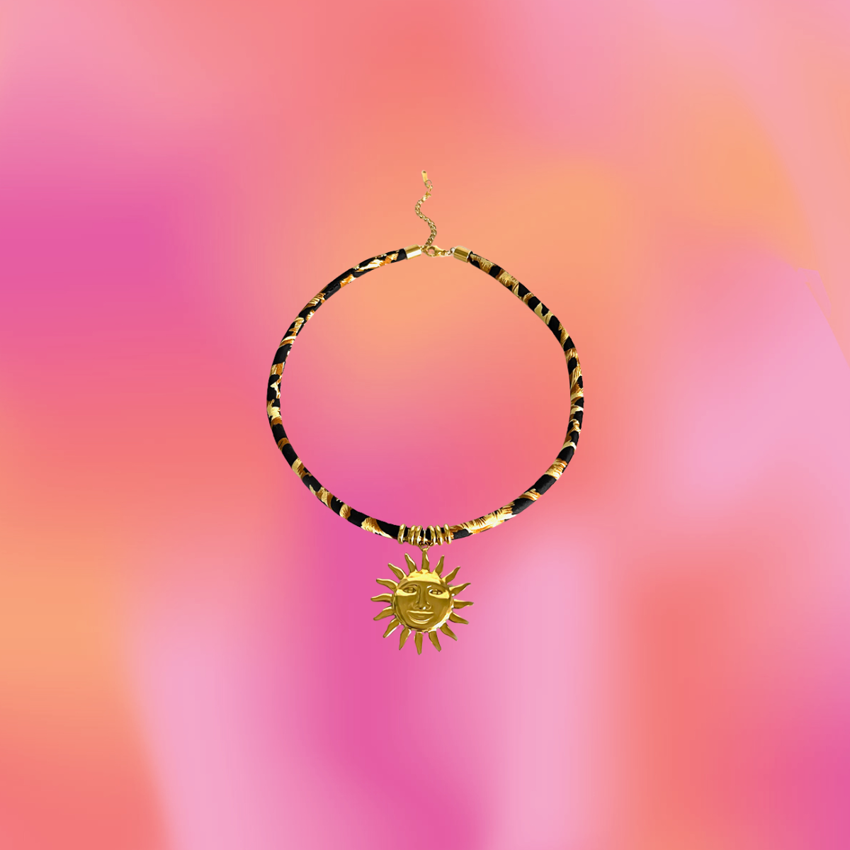Fabric Necklace-Titanium Charm