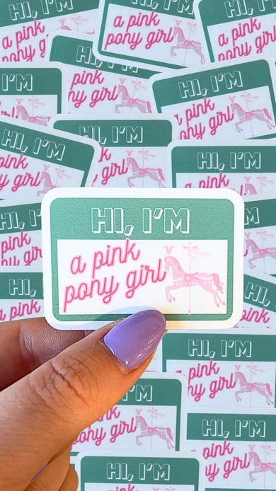 Pink Pony Girl Tag Sticker