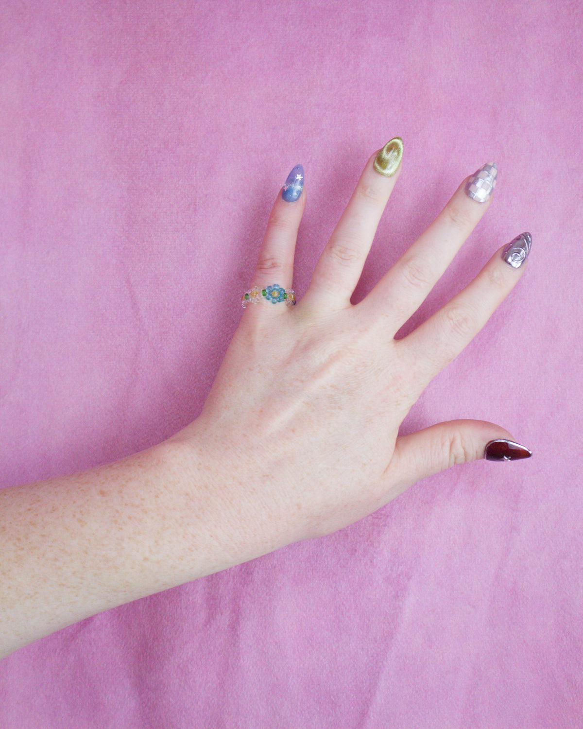 Delicate Floral Beaded Rings