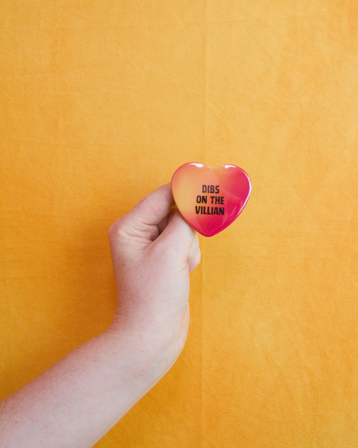 Dibs on the Villain Bookish Heart shaped Pin