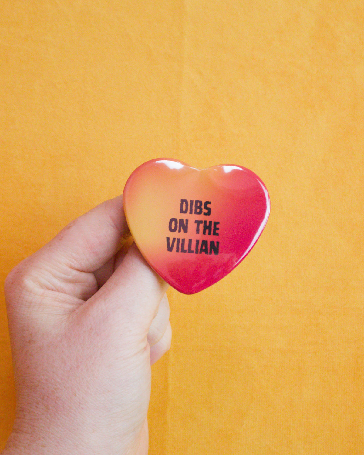 Dibs on the Villain Bookish Heart shaped Pin