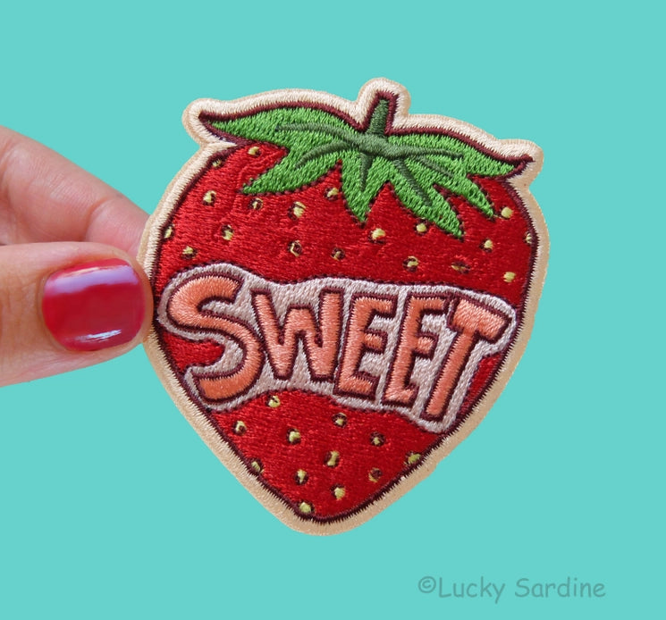 "Sweet" Strawberry Embroidered Patch