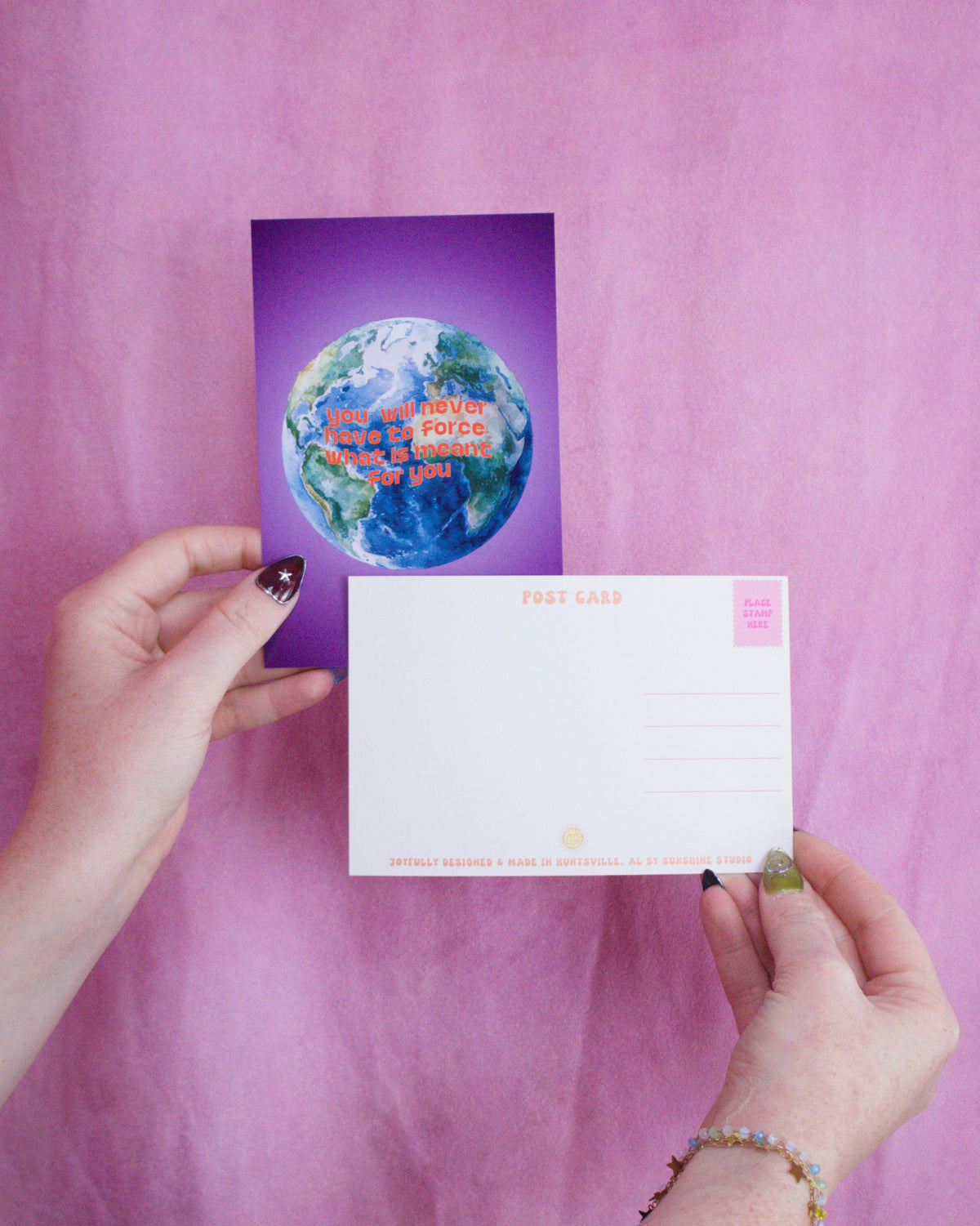"You Will Never Have to Force What is Meant for You" Post card