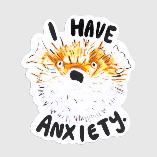 Anxiety Pufferfish Vinyl Sticker
