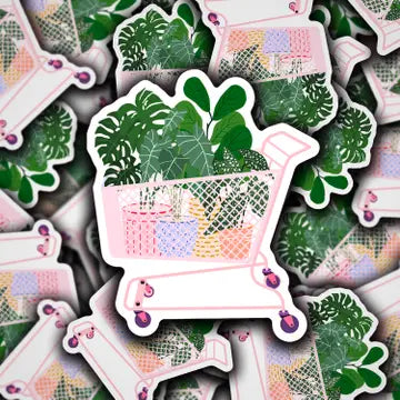 Shopping Cart Full of Plants Stickers