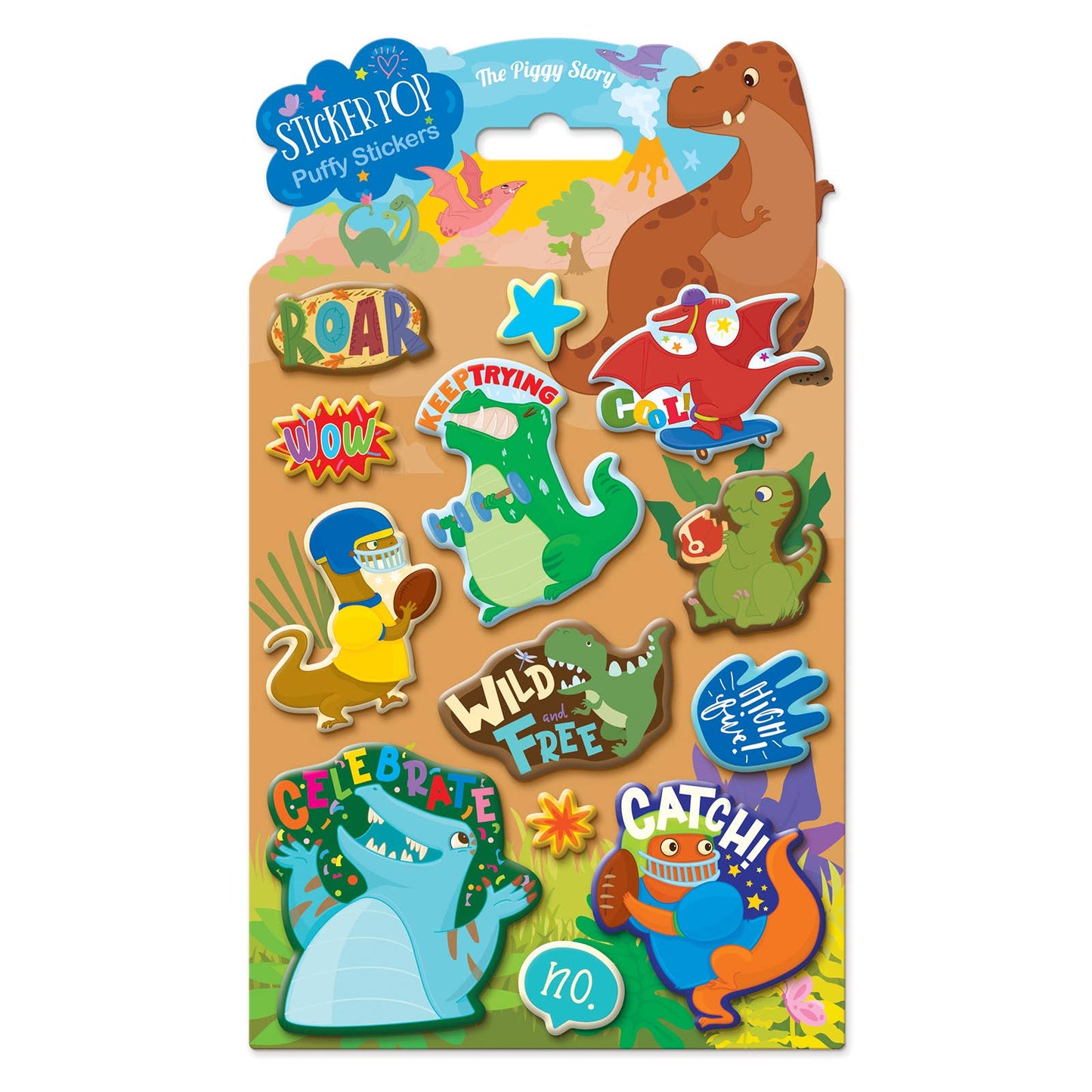 Sticker Pop Puffy Stickers | Sporty Dinos