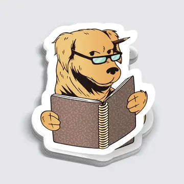 Reading Dog Sticker