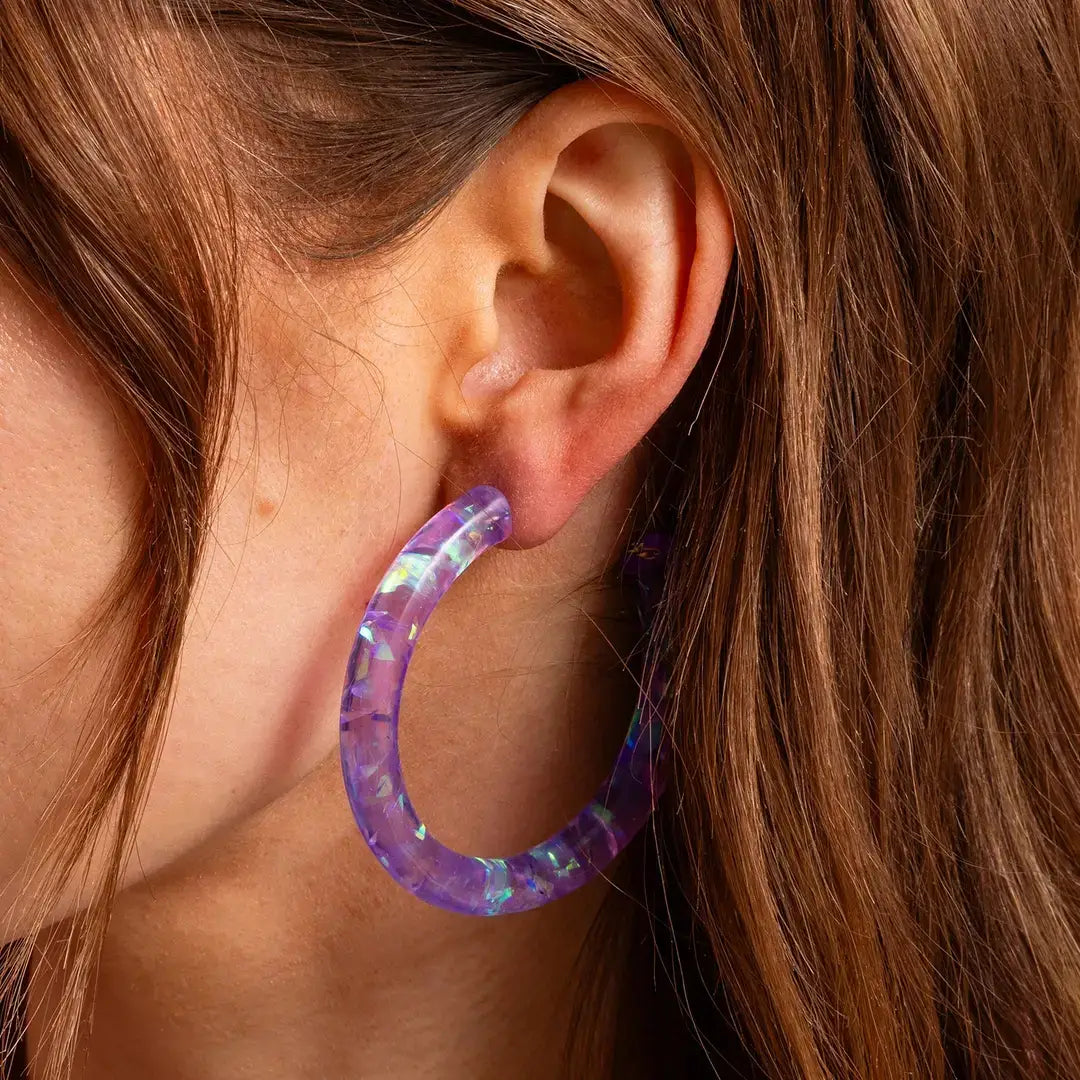 Confetti Hoop Earrings - Assorted Colors - Each: Iridescent