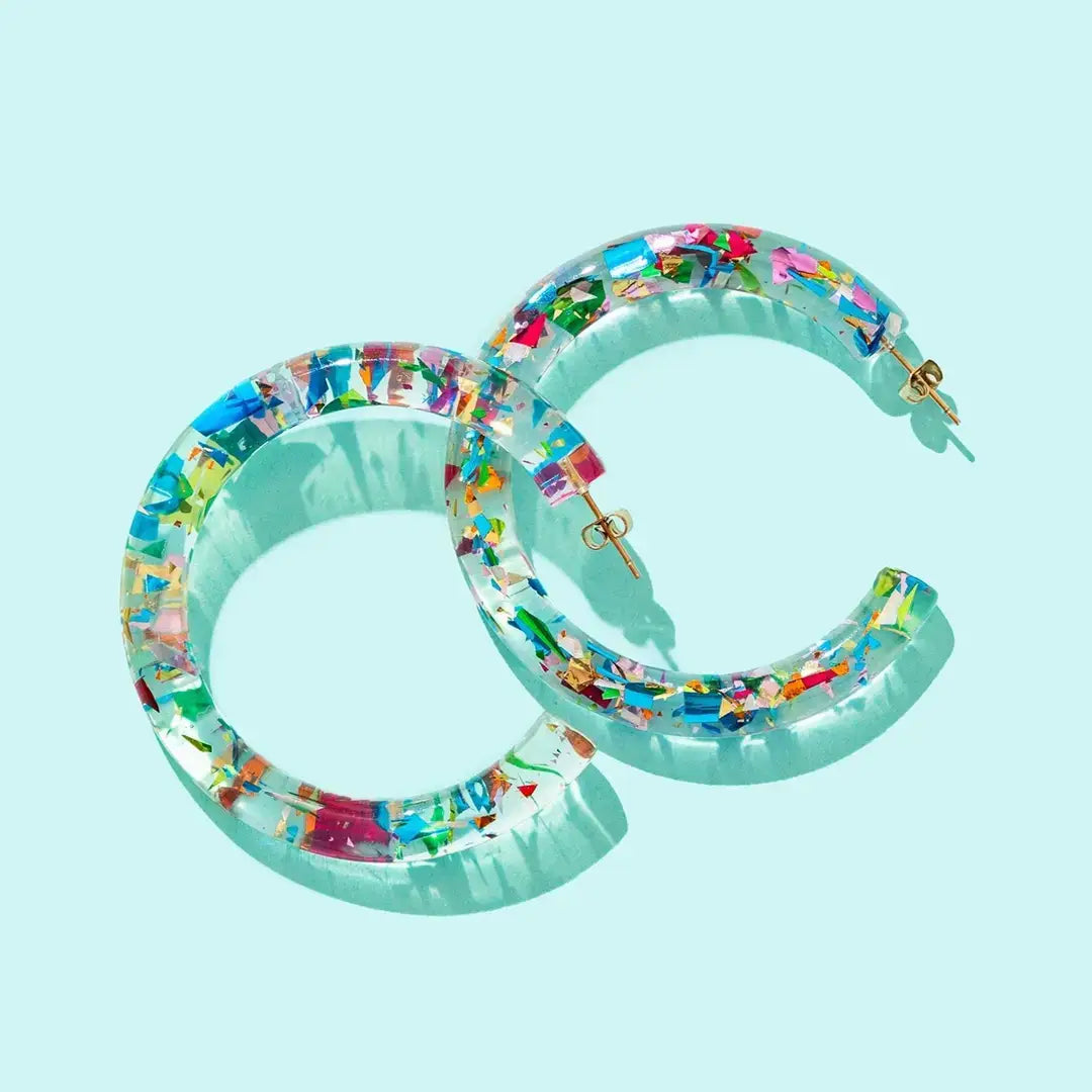 Confetti Hoop Earrings - Assorted Colors - Each: Iridescent