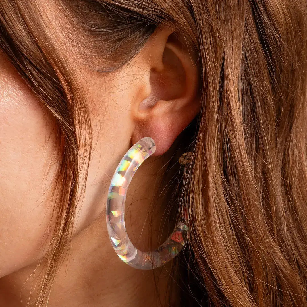 Confetti Hoop Earrings - Assorted Colors - Each: Iridescent