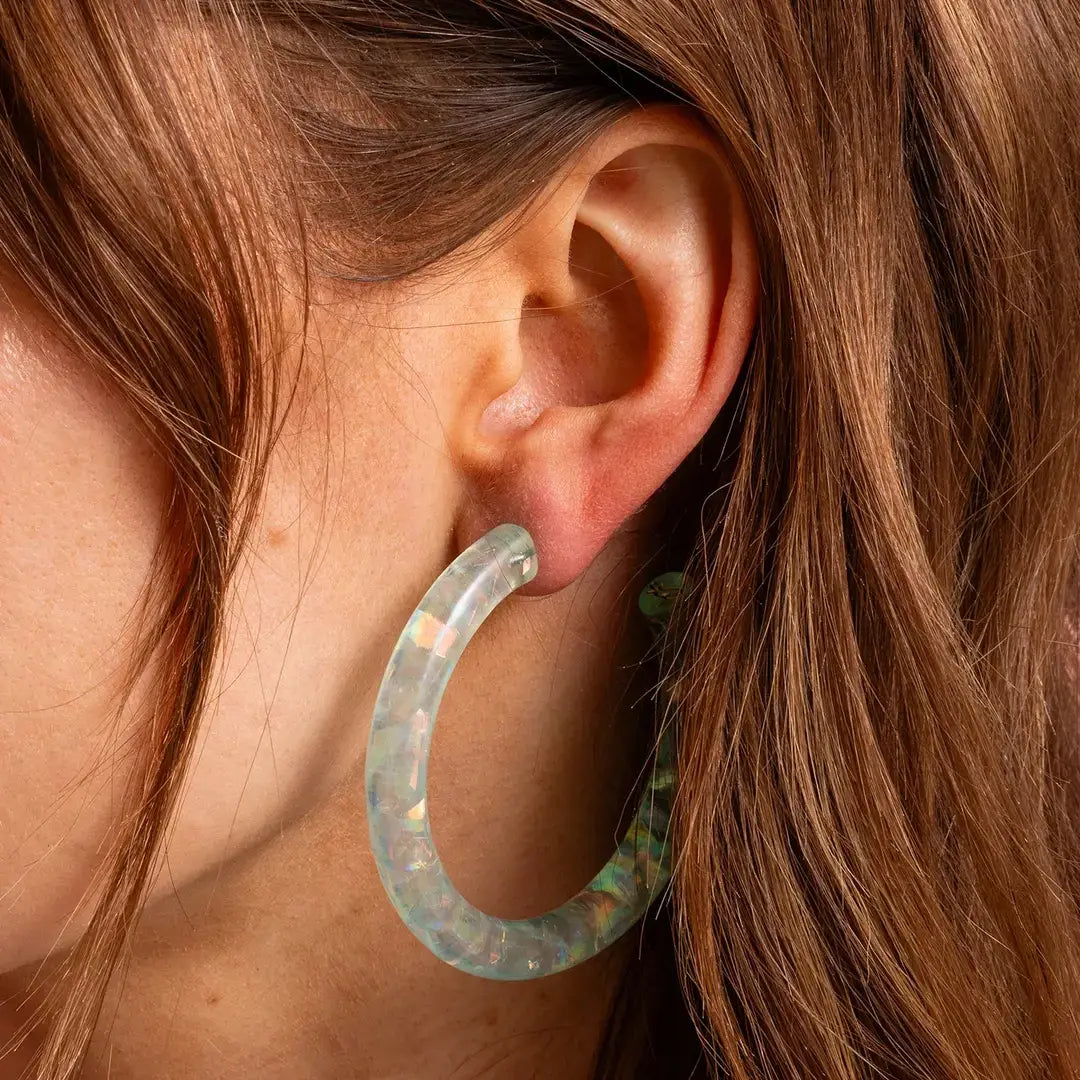 Confetti Hoop Earrings - Assorted Colors - Each: Iridescent