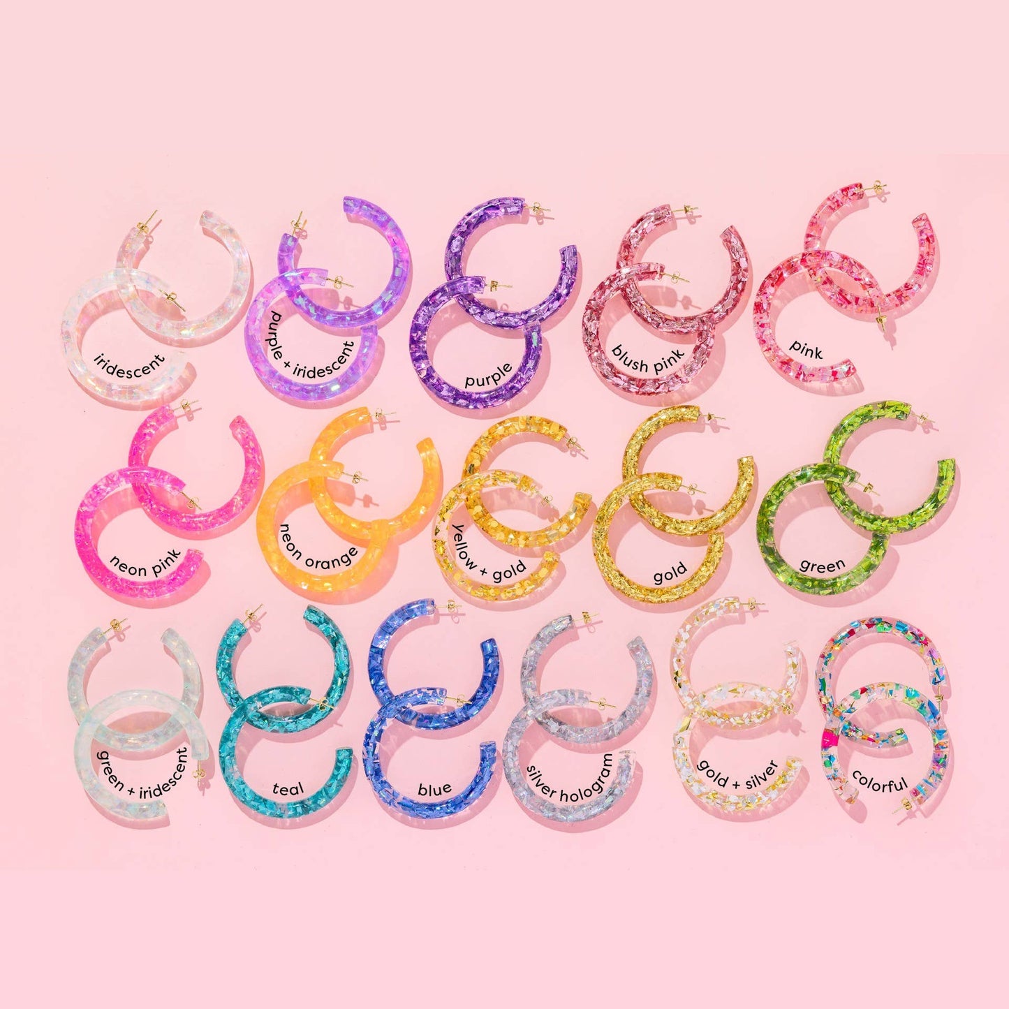 Confetti Hoop Earrings - Assorted Colors - Each: Iridescent