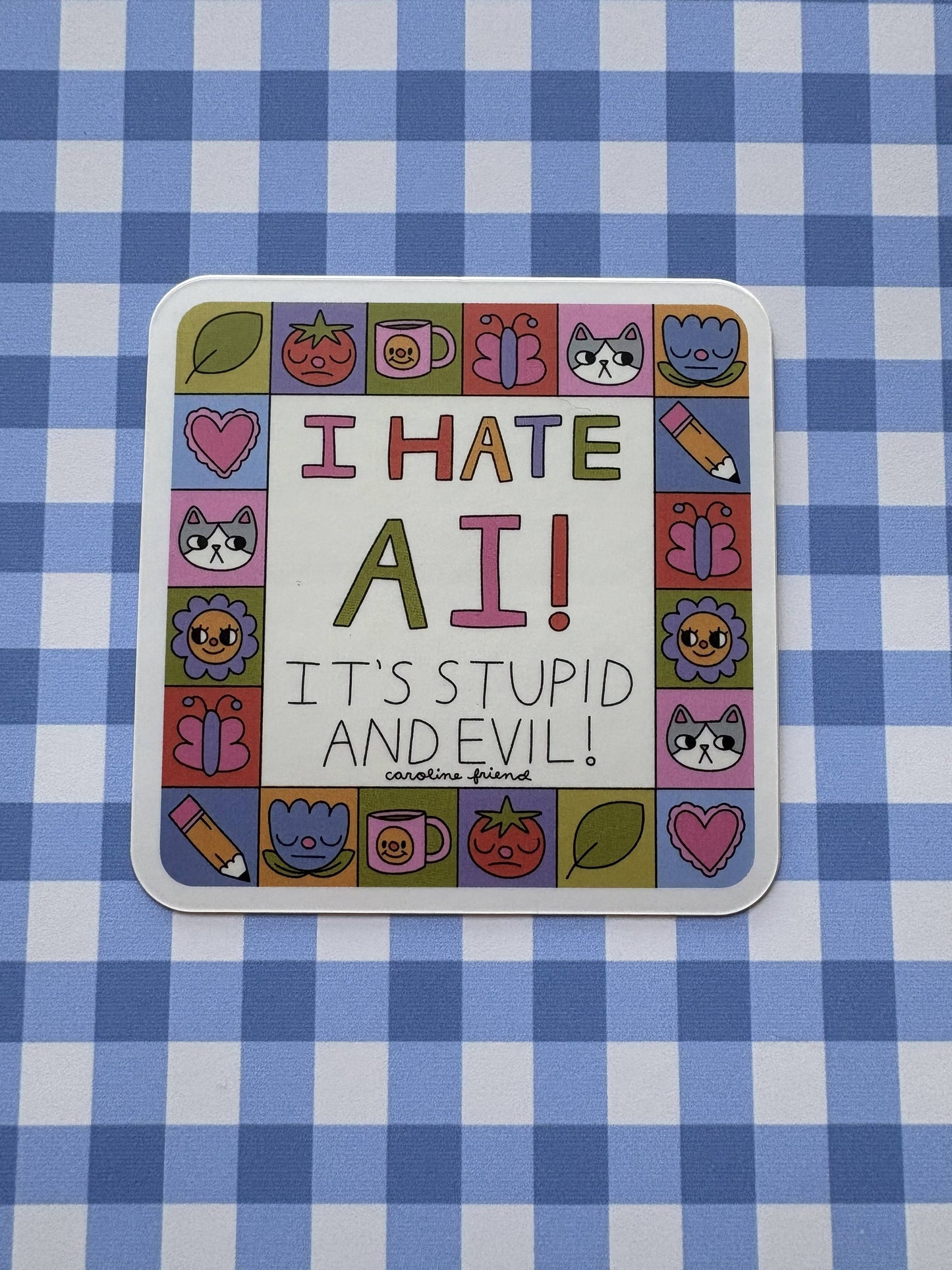 I Hate AI Sticker │ Waterproof Vinyl Anti-AI