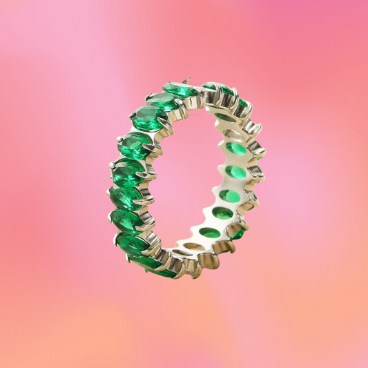 Green Gem Titanium Rings