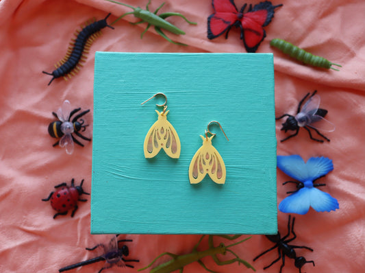 Yellow Moth Earrings
