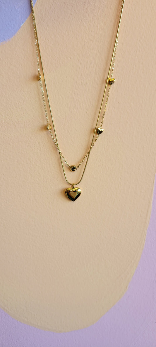 Titanium Crazy in Love Heart Layered Necklace