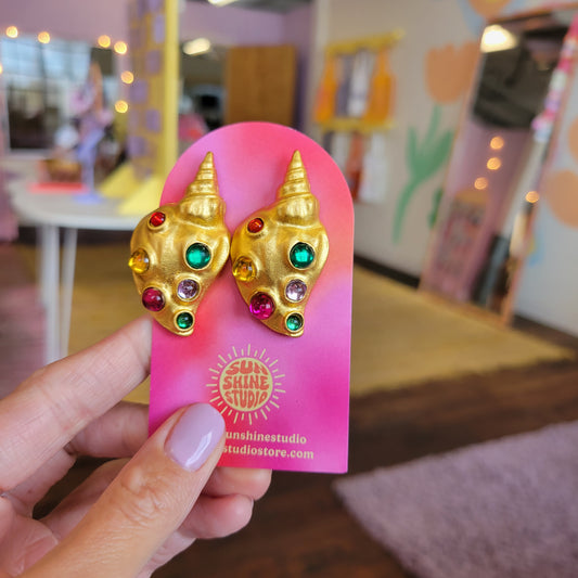 Bejeweled Shell Earrings