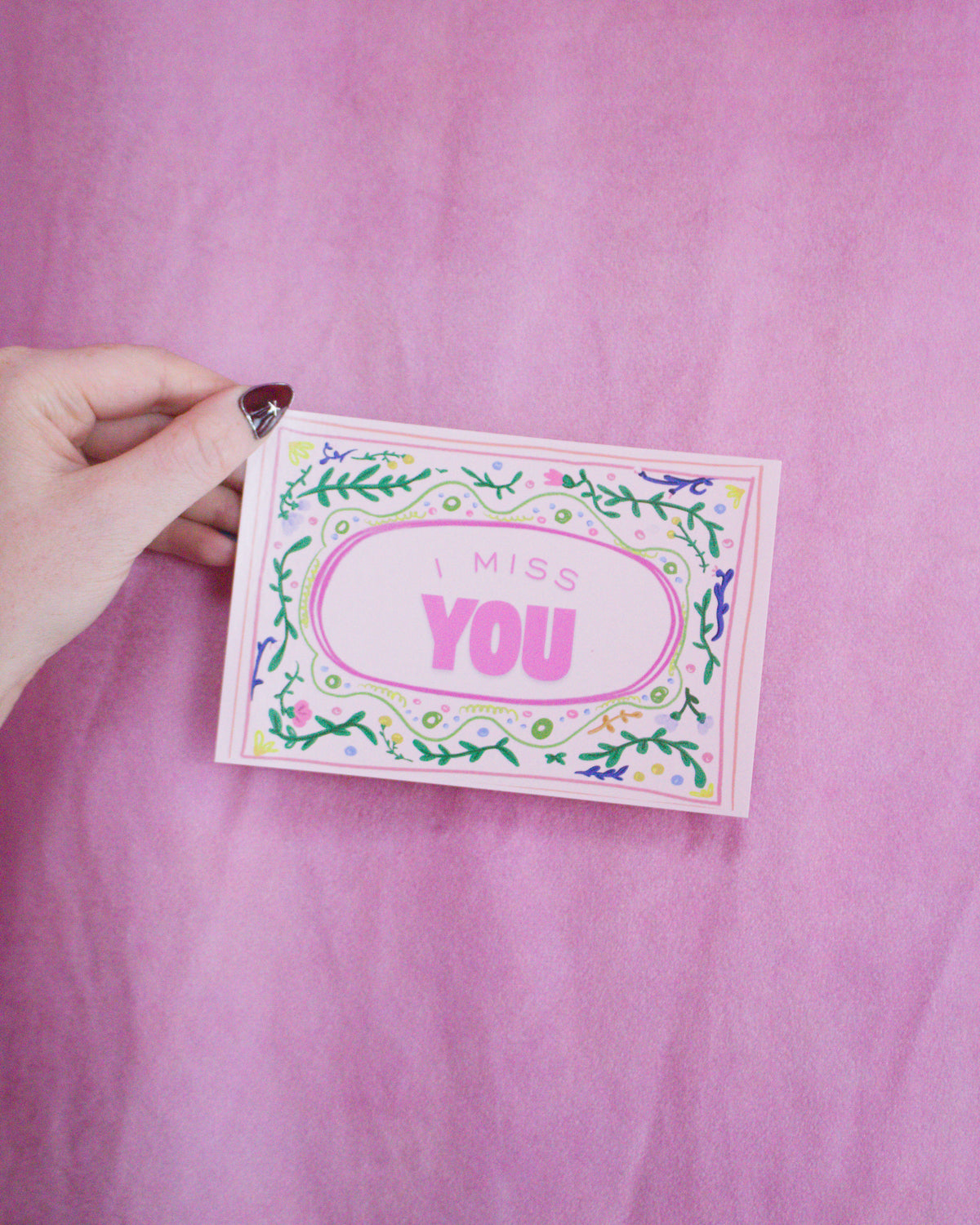 "I Miss You Pink" Vines Post Card