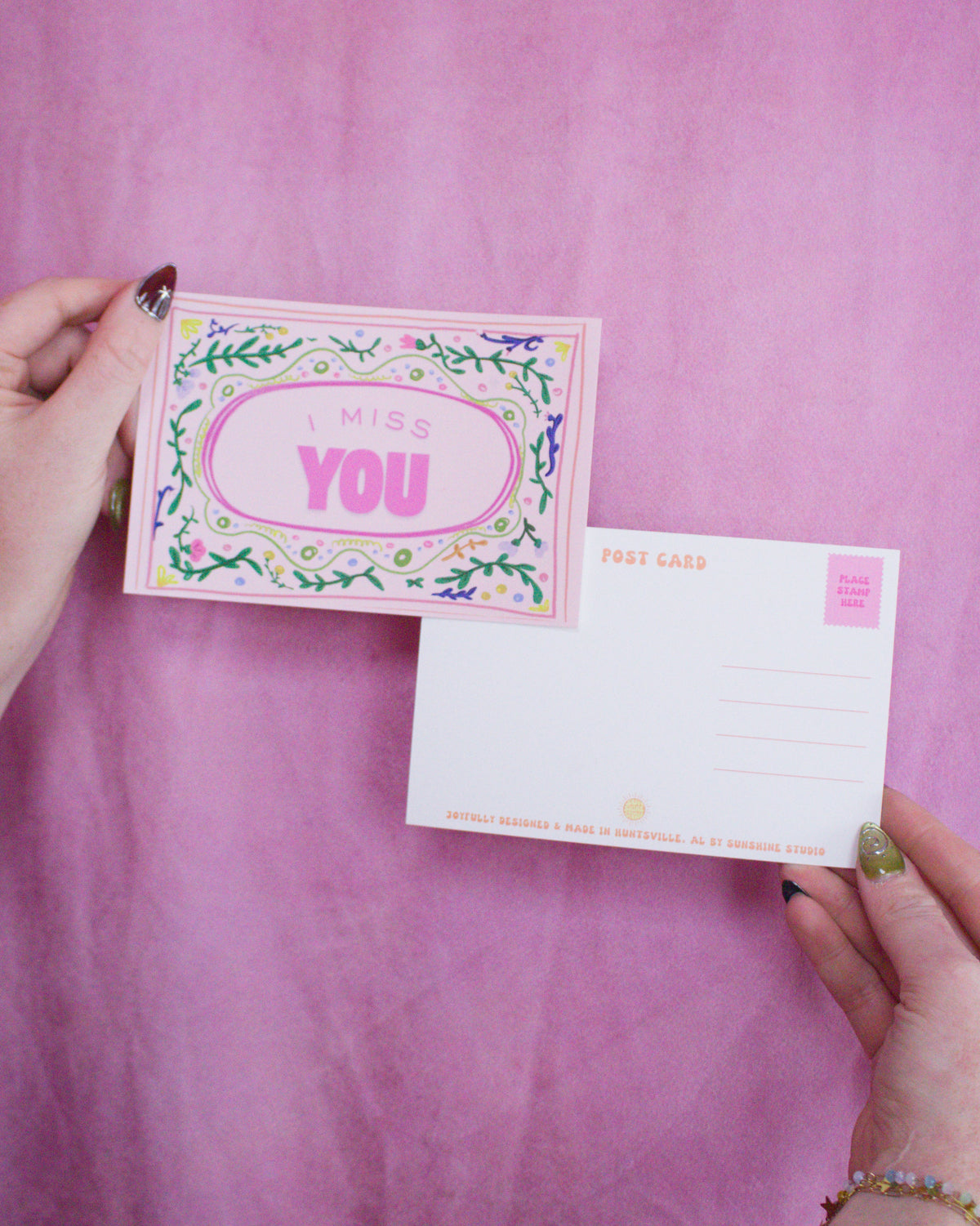 "I Miss You Pink" Vines Post Card