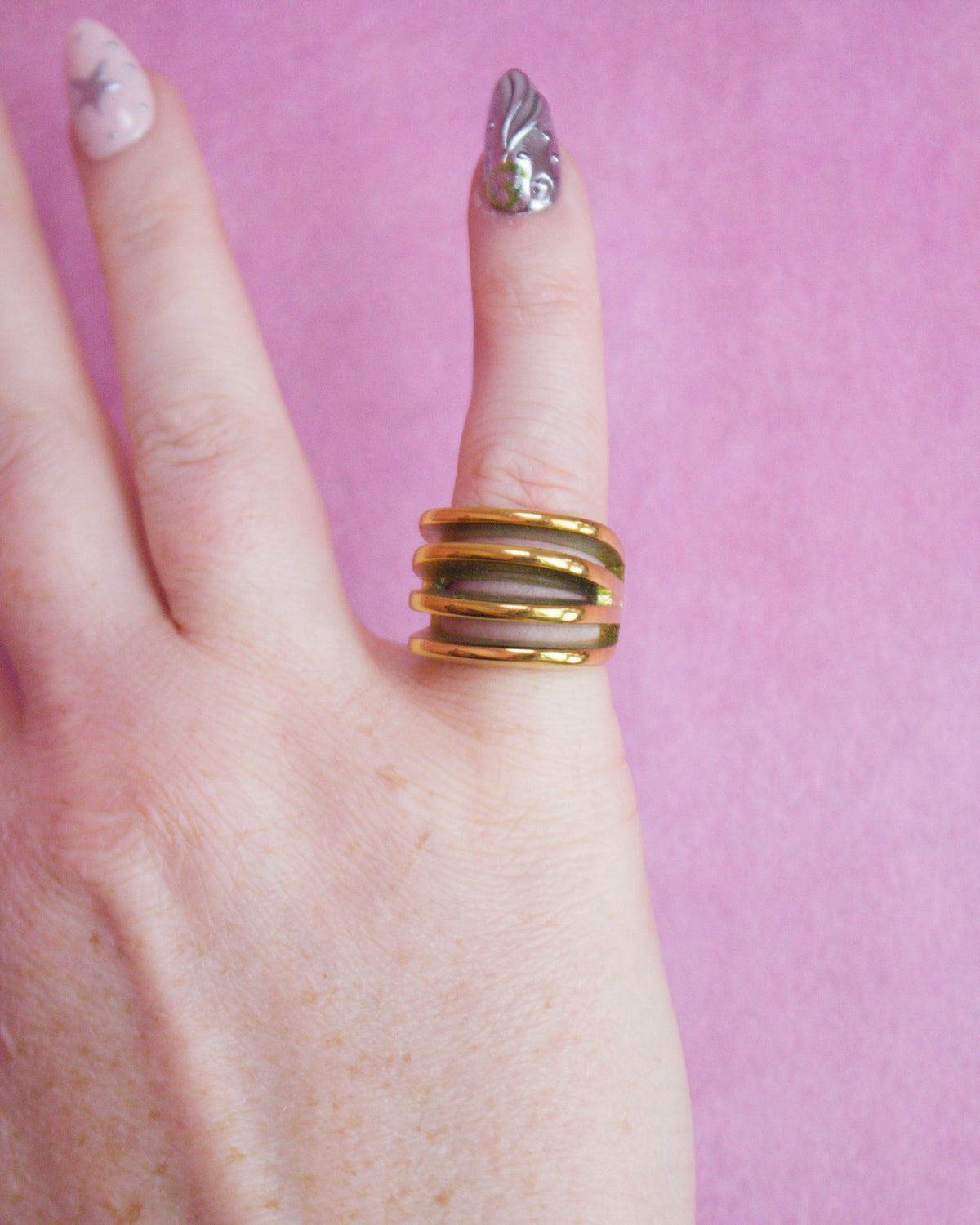 Layered Titanium Statement Ring