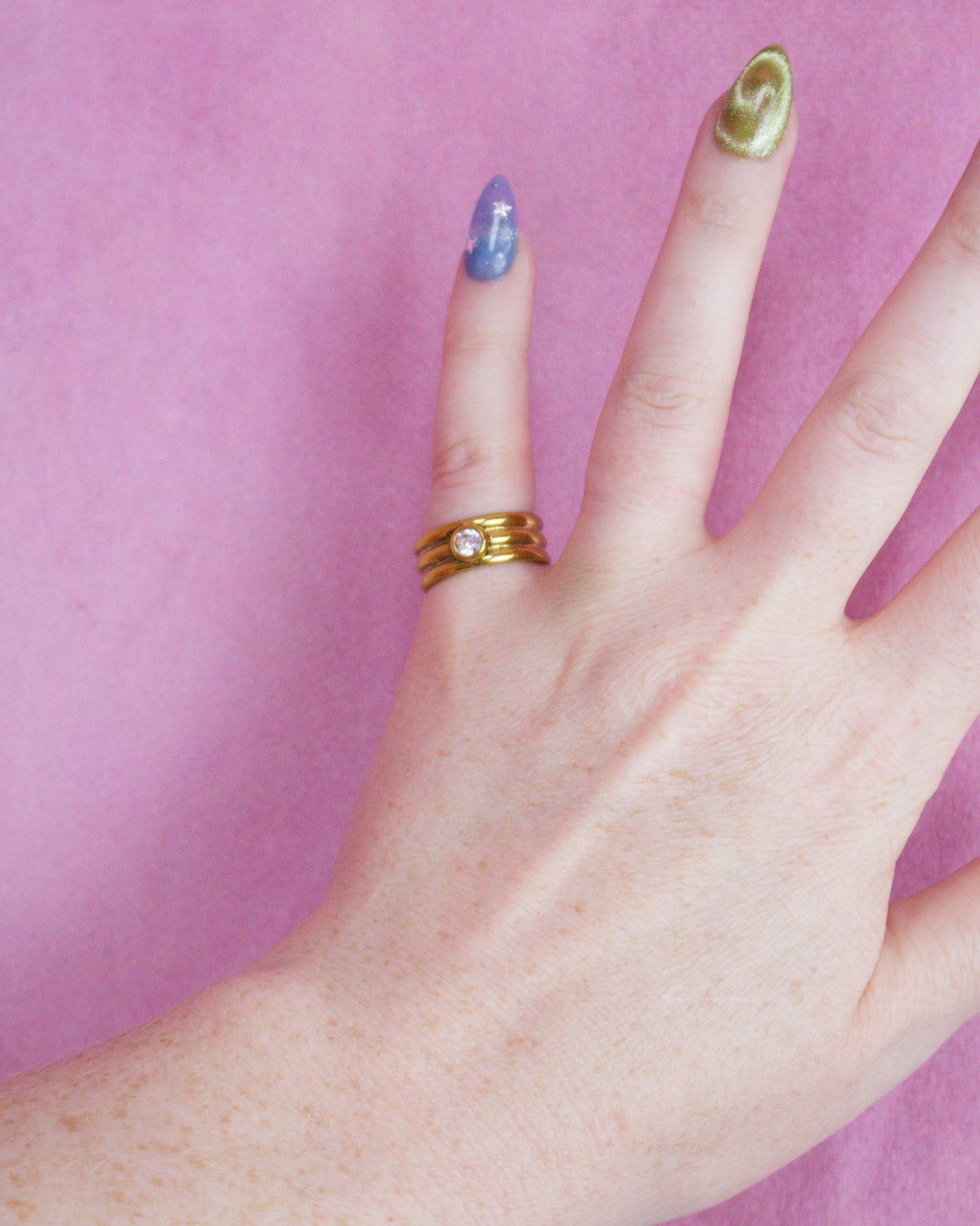Layered Diamond Titanium Ring