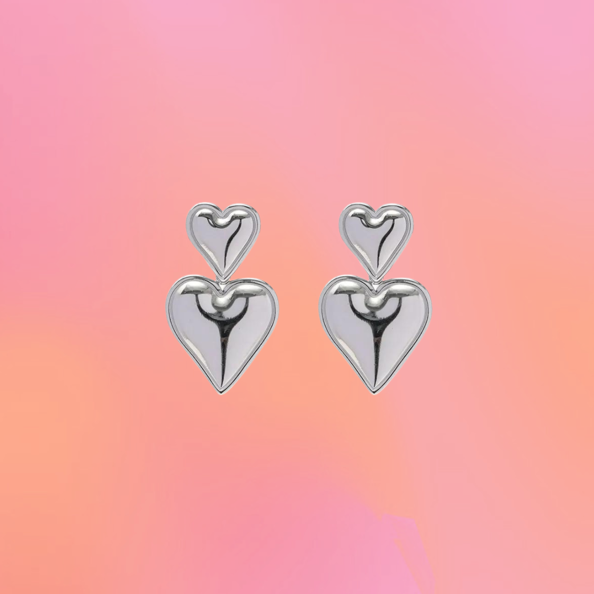 Double Heart Titanium Earrings