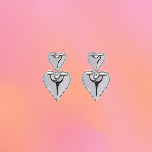 Double Heart Titanium Earrings