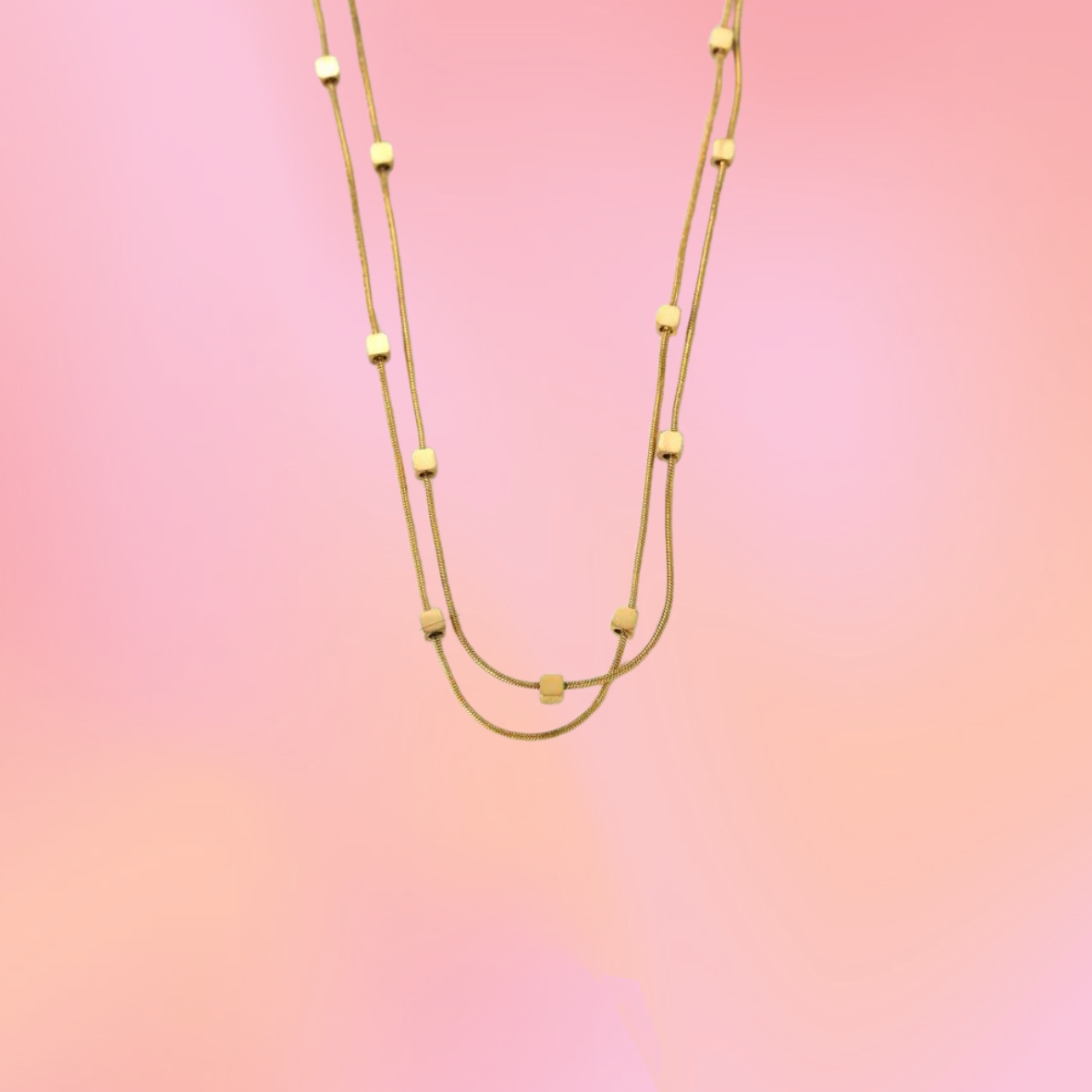 Cubed Titanium Layered Necklace