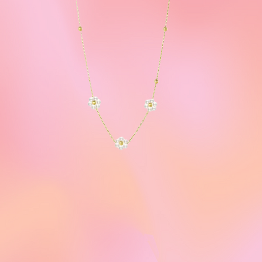 Beaded Daisy Titanium Necklace