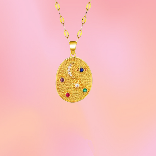 Sun and Moon Dazzling Titanium Necklace