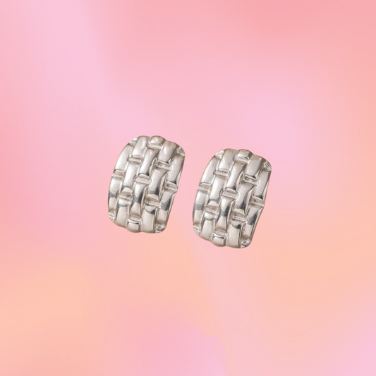 Titanium Brick Stud Earrings