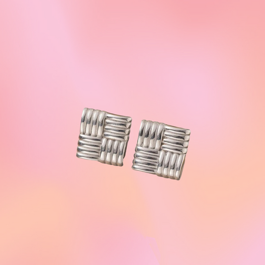 Chunky Patterned Titanium Studs Earrings