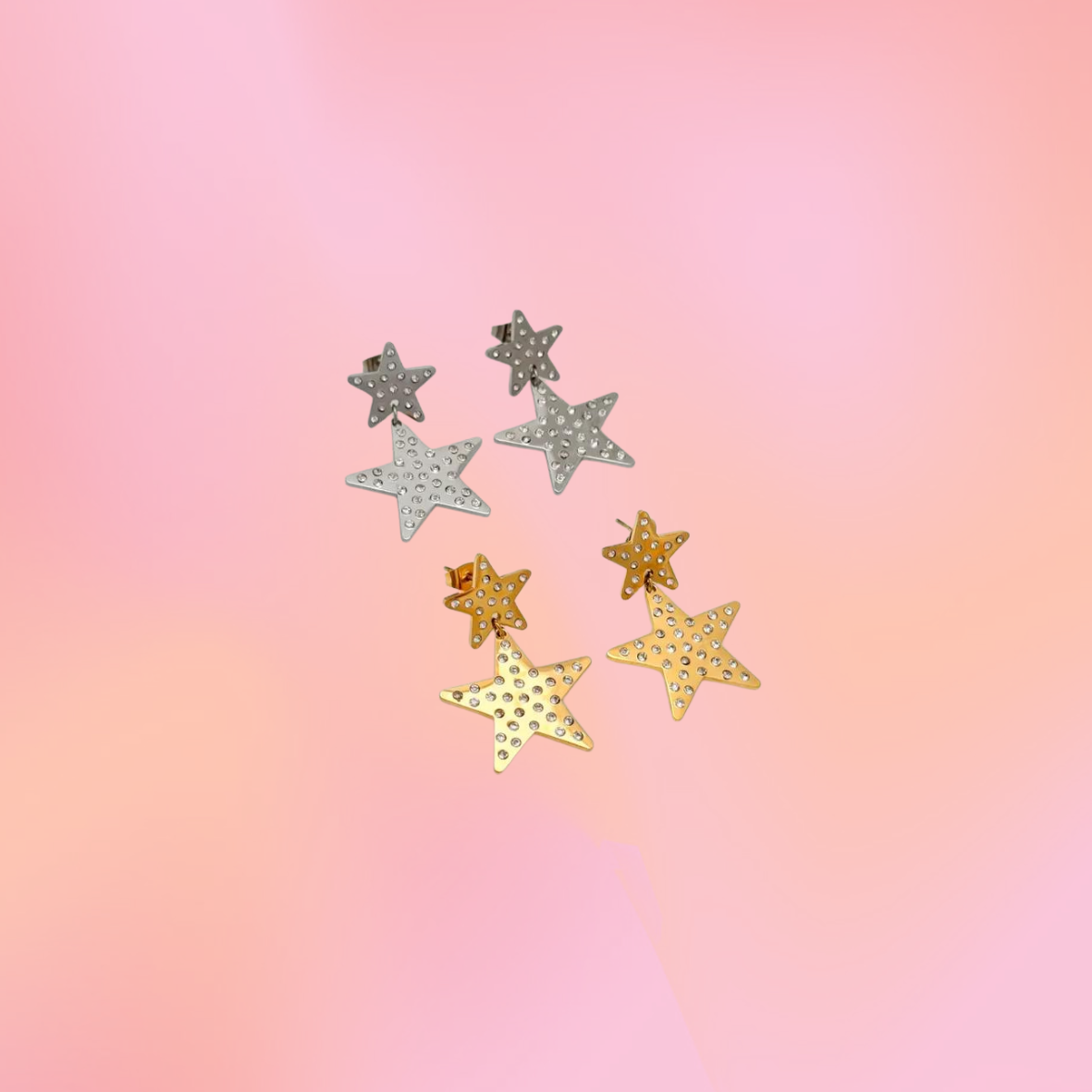 Bedazzling Titanium Star Earrings