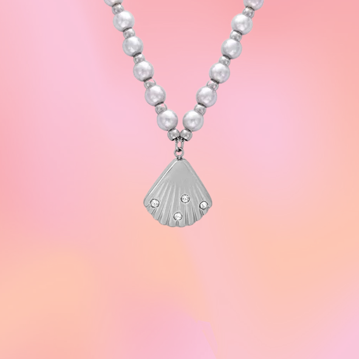 Pearl Sparkly Shell Titanium Necklace