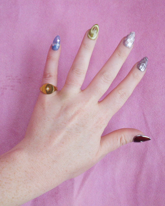 Shimmering Star Titanium Rings