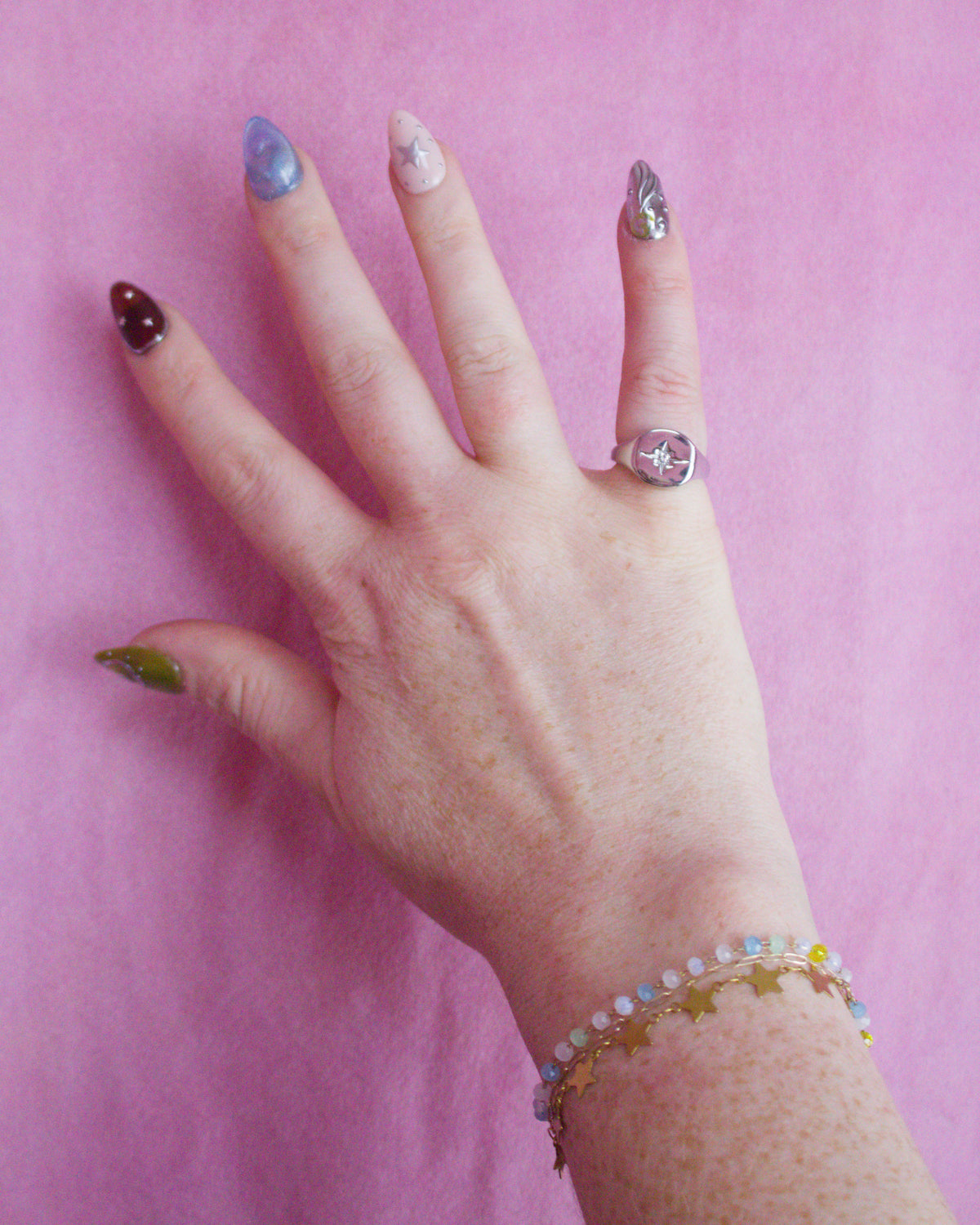 Shimmering Star Titanium Rings