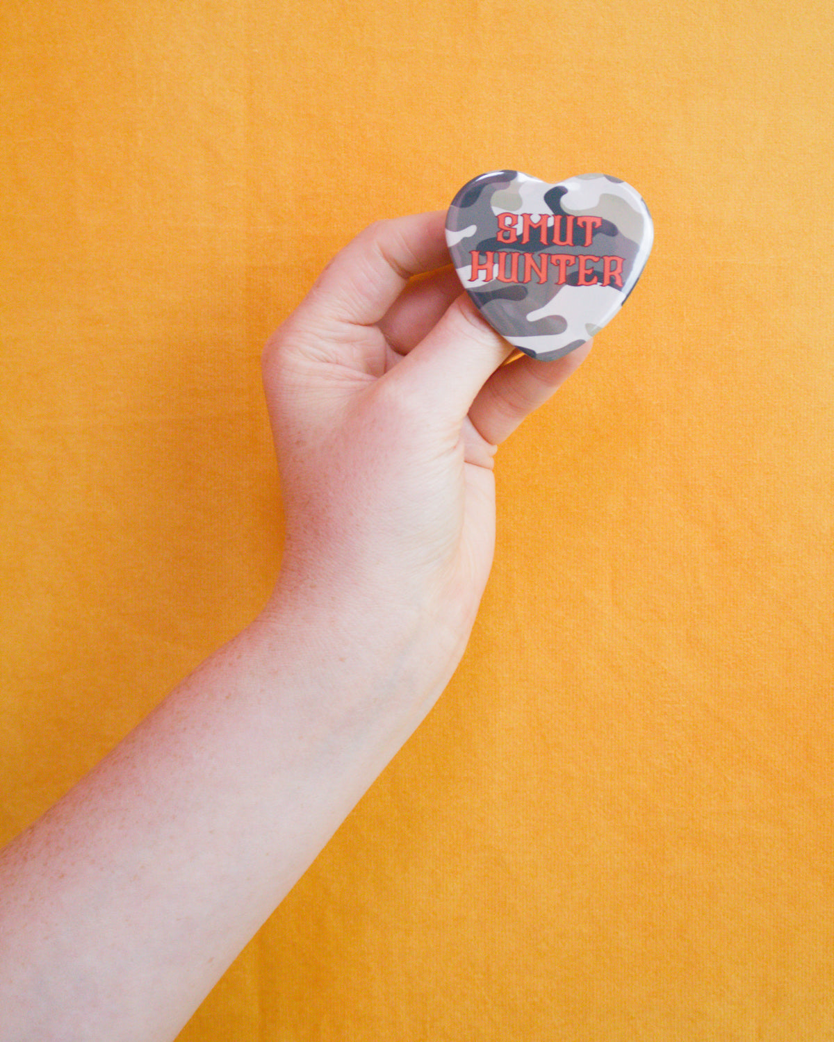 Smut Hunter Camo Heart Pin