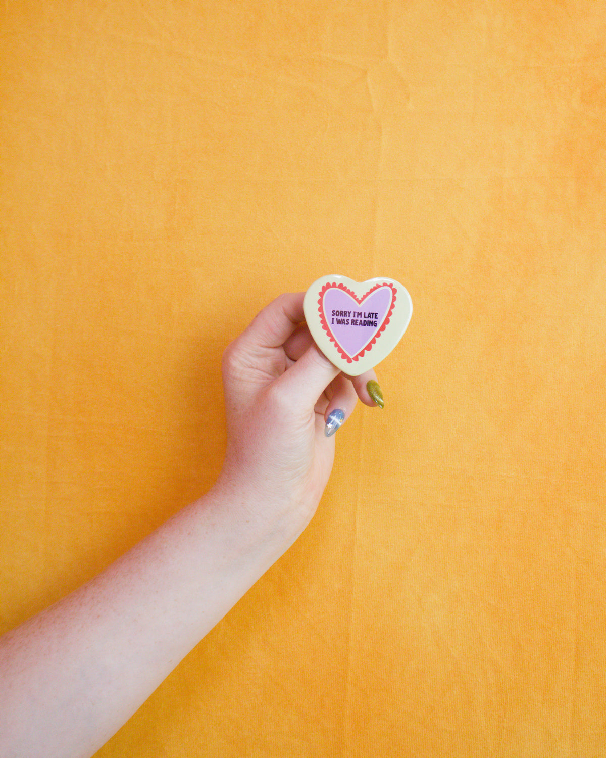 Sorry I'm Late, I Was Reading Heart Shaped Pin