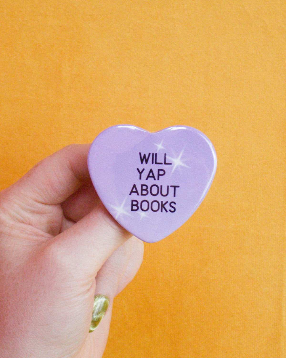 Will Yap About Books Heart Shaped Pin