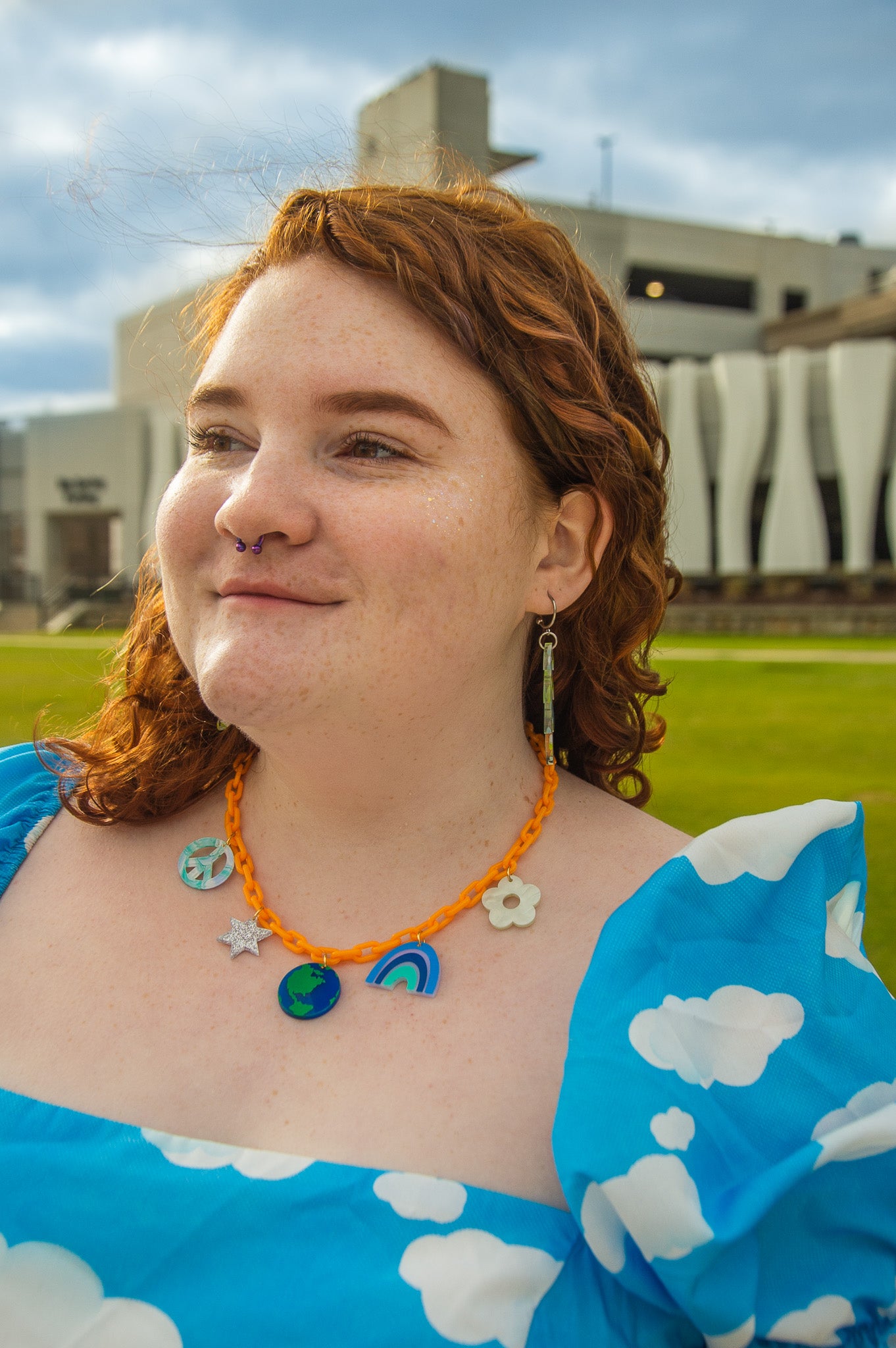 Colorful Statement Necklaces with Charms (Pink or Orange)