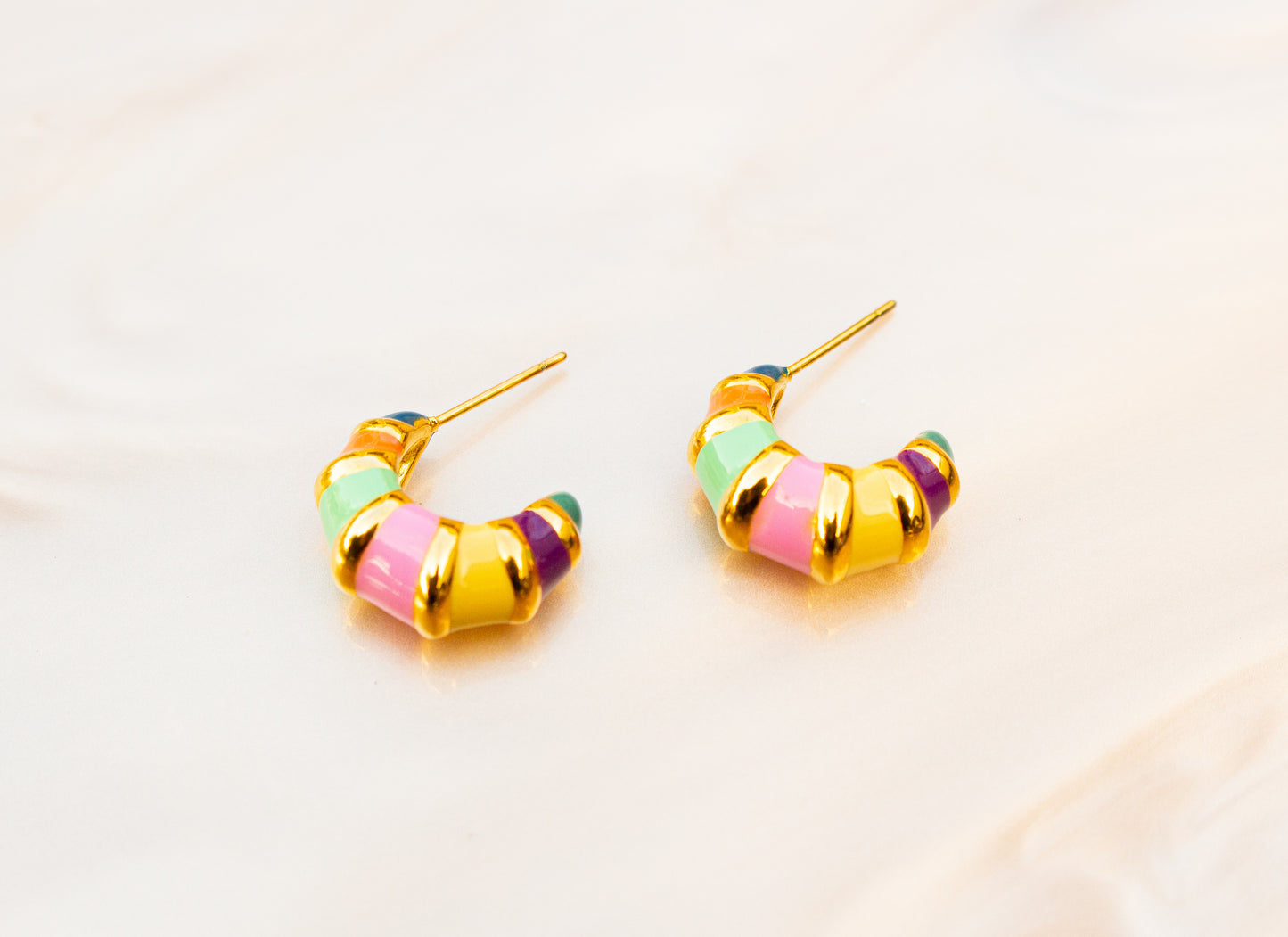 Colorful Stripe Titanium Hoop Earrings