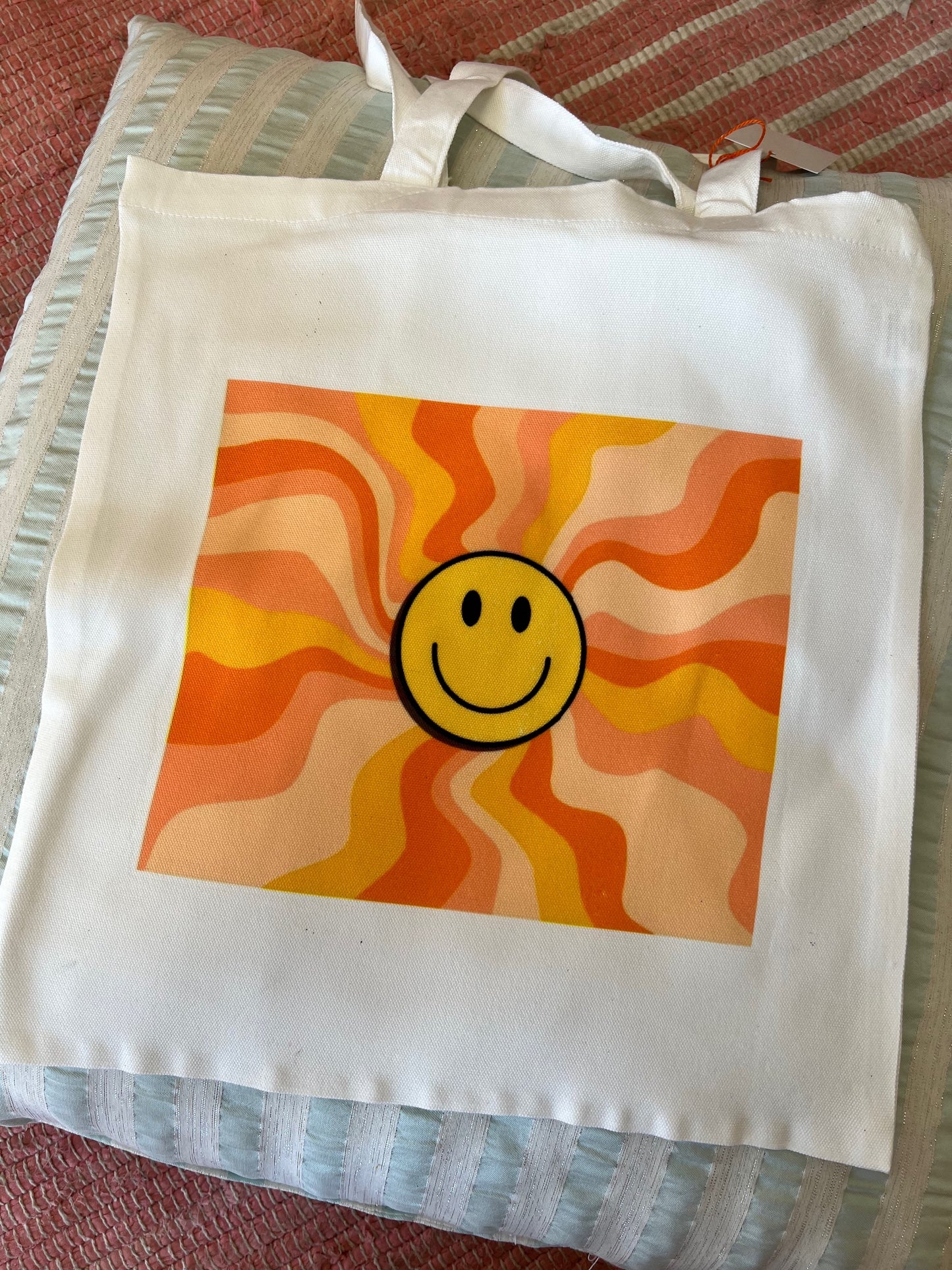 Retro Smiley Face Tote Bag