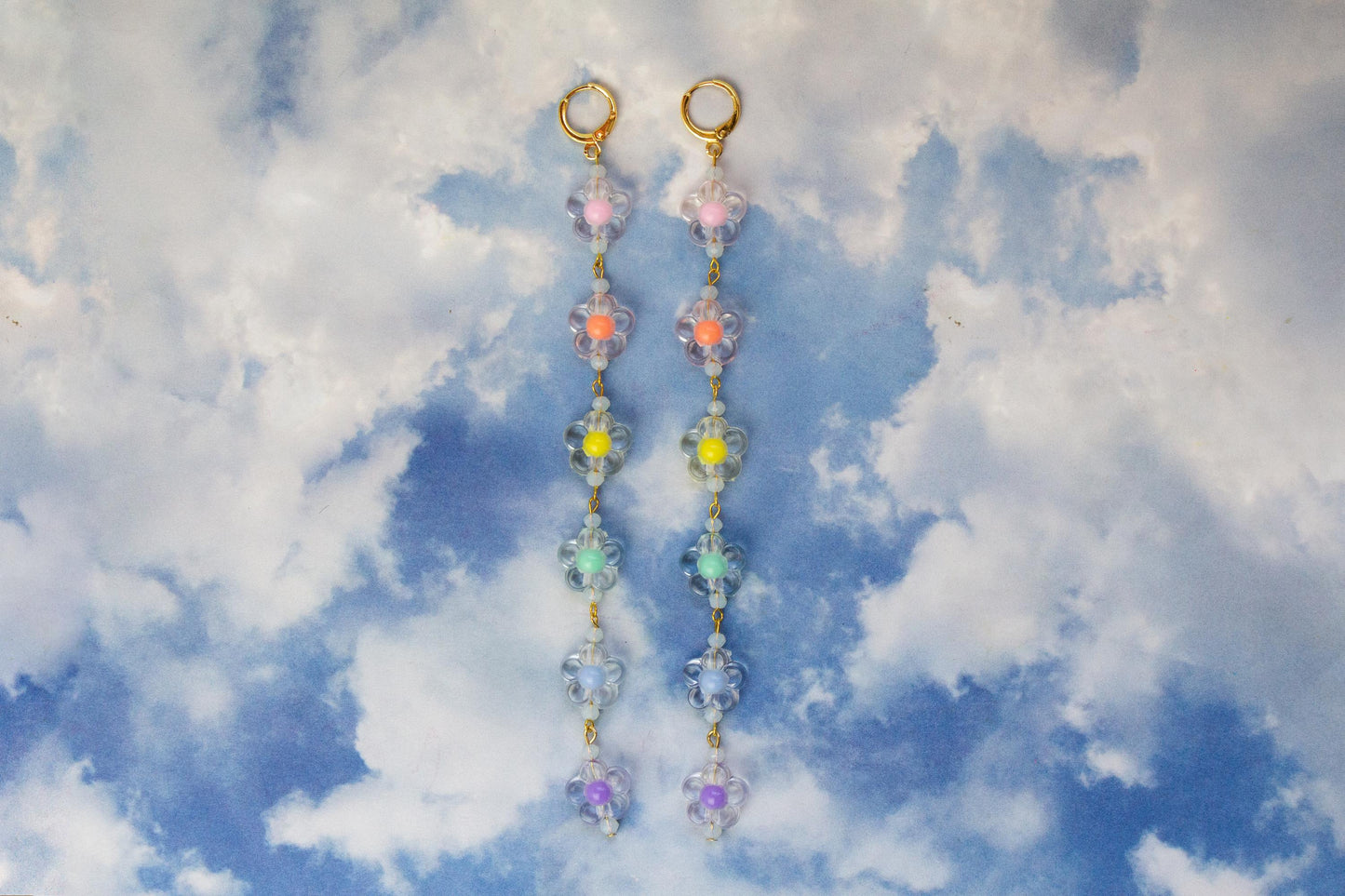 Dreamy Pastel Flower Rainbow Earrings